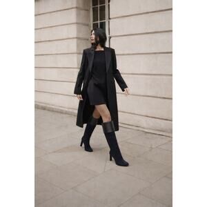 Balenciaga Black Suede Foldover Knee Boots Quiet Luxury Runway Noir Statement